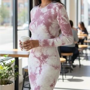 Lulus Mauve Long Sleeve Bodycon Midi Dress
